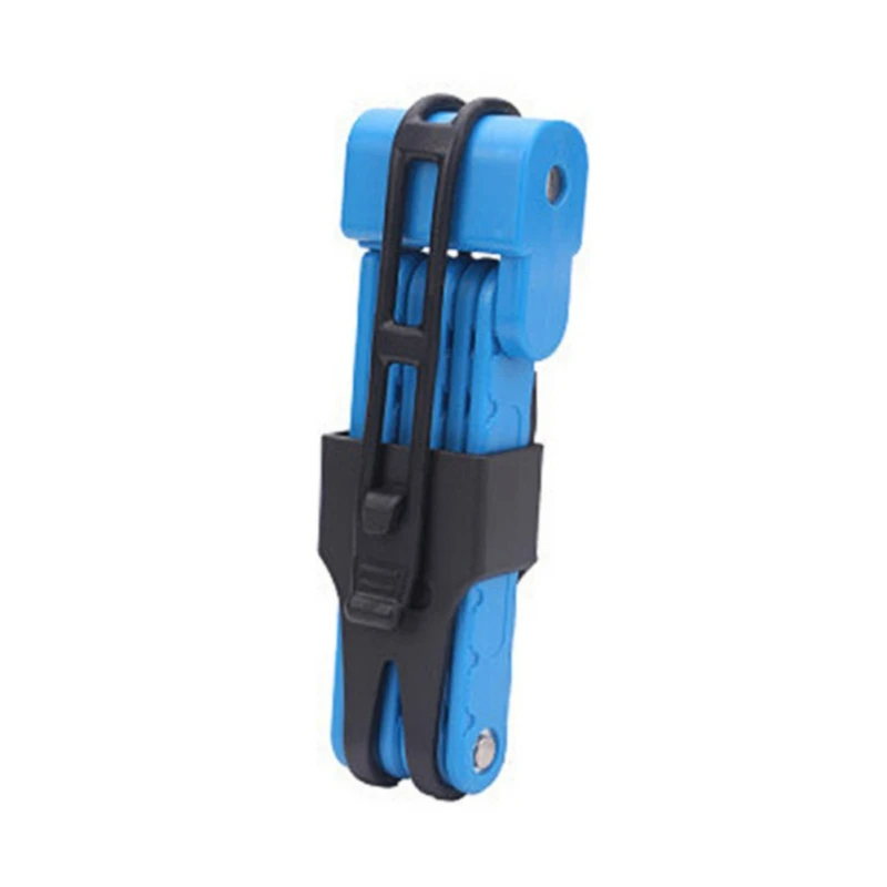 Blue Профессиональный монтажный антирезной безопасный MTB складной замок Противоугонный сплав сталь Портативный складной велосипедный замок с кронштейном - Цвет: Blue