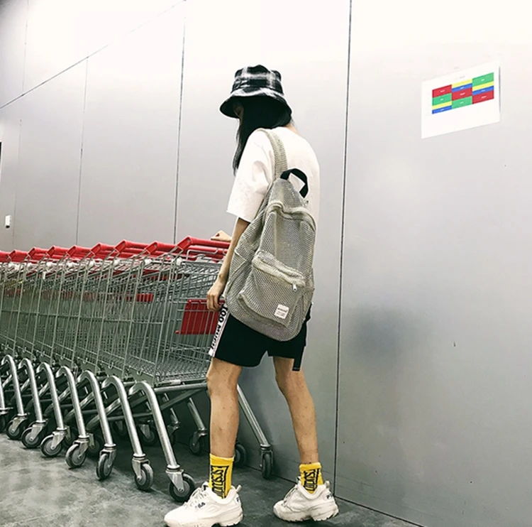 Ins модный рюкзак Harajuku ulzzang, рюкзак для девочек, Простой Школьный студенческий рюкзак, сетчатый рюкзак для серфинга