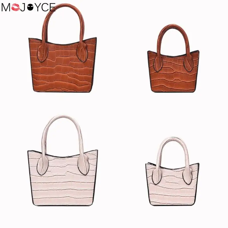 

Fashion PU Handbags sac a main femme Women Retro Crocodile Crossbody Shoulder Bag Pure Color Tote Shopping Handbag