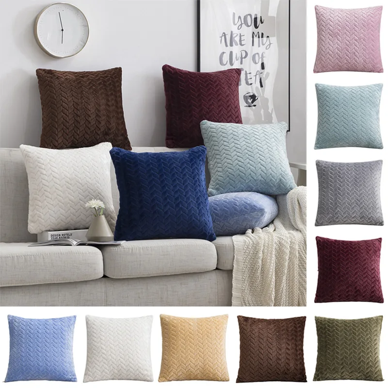 2021 Corduroy Soft Decorative Square Throw Pillow Cover Solid Color Pillowcase for Patio Sofa Modern Leaves Cushion Case 45x45cm | Дом и сад
