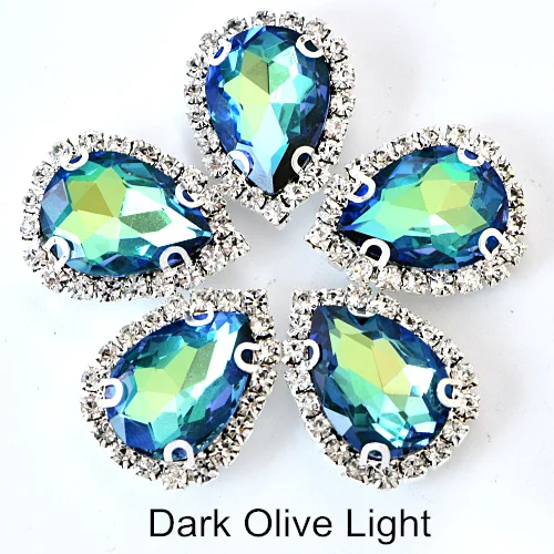 Dark olive Light 13x18 мм, 20 шт., каплевидные стразы, много цветов, пришивные стразы с когтями, лучшие стеклянные хрустальные стразы с когтями для свадебного платья, B3445 - Цвет: Dark olive Light