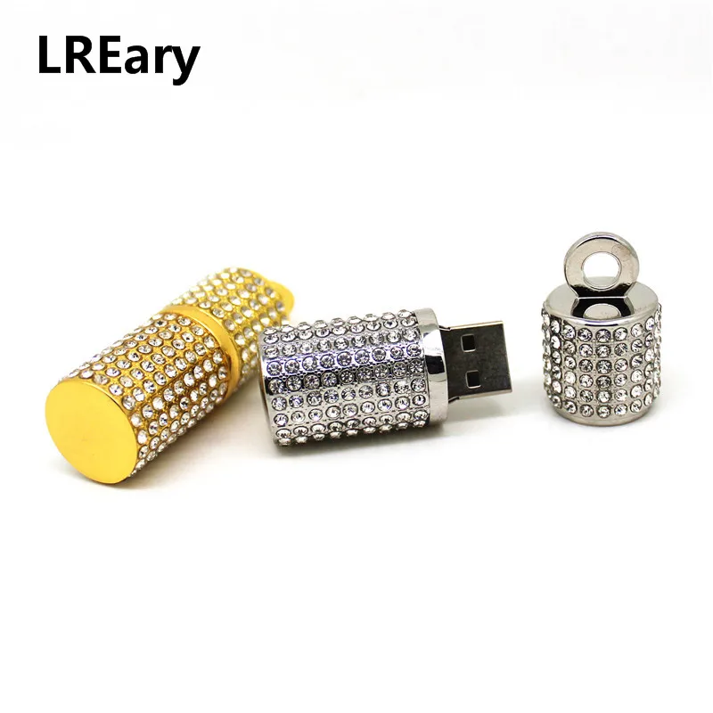 Классические со стразами USB флеш-накопитель 128mb 4GB 8GB 16GB Флешка 32GB флеш-накопитель 64GB U дисковый цилиндр кристалл кулон карта памяти