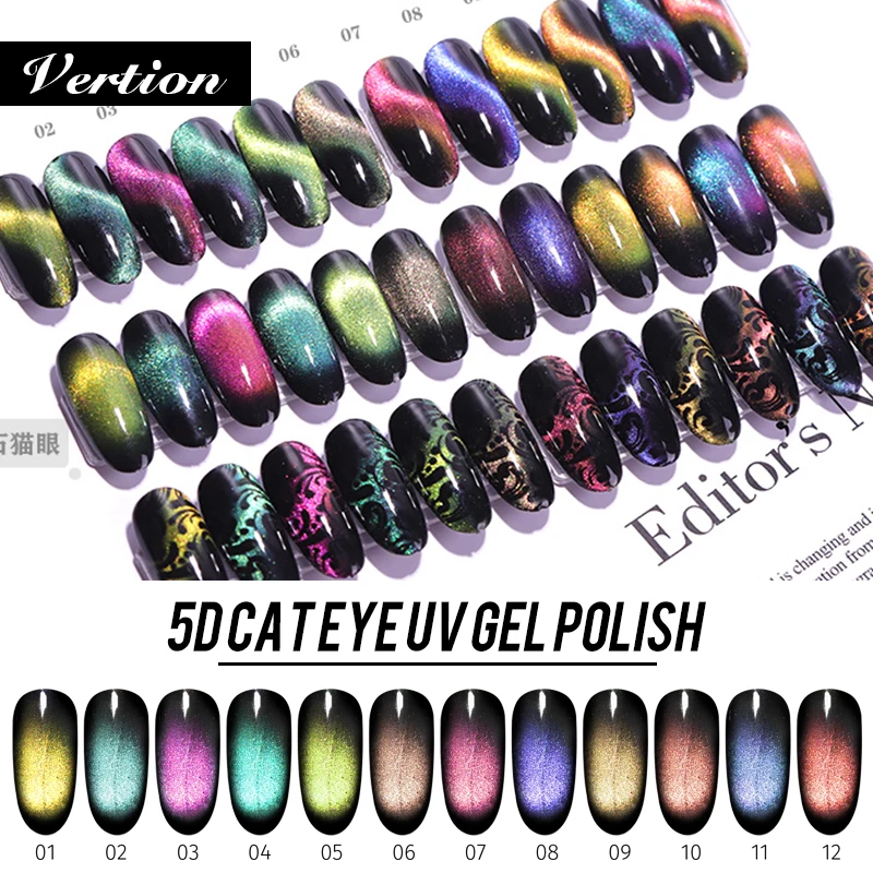 Verntion Хамелеон для использования с магнитом УФ лак ногтей 9D Galaxy Cat Eyes светодиодный