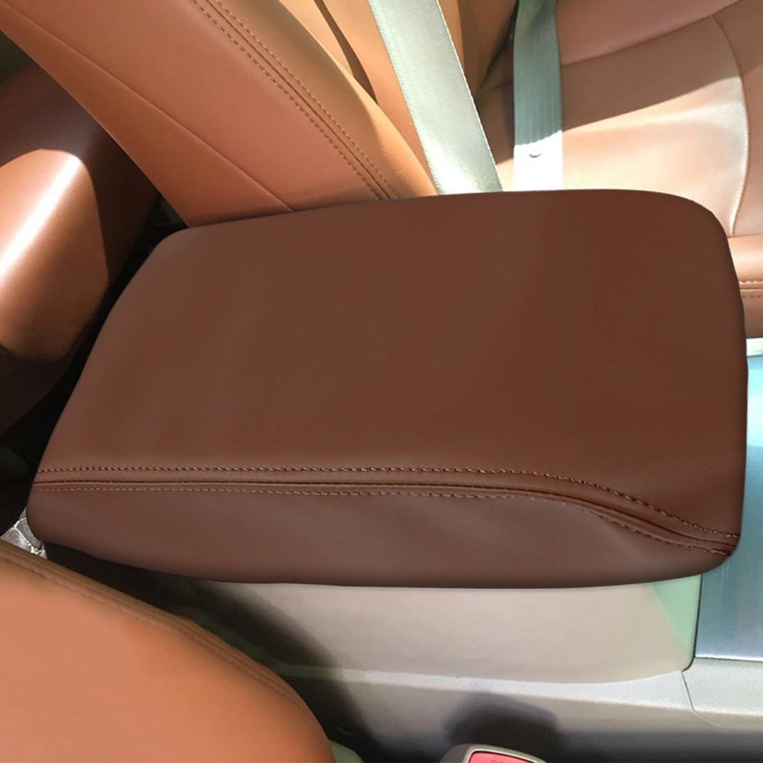 X Autohaux 5 цветов Высокое качество микрофибра кожа центральная консоль крышка подлокотника крышка для 2008-2013 Toyota Highlander - Название цвета: Brown