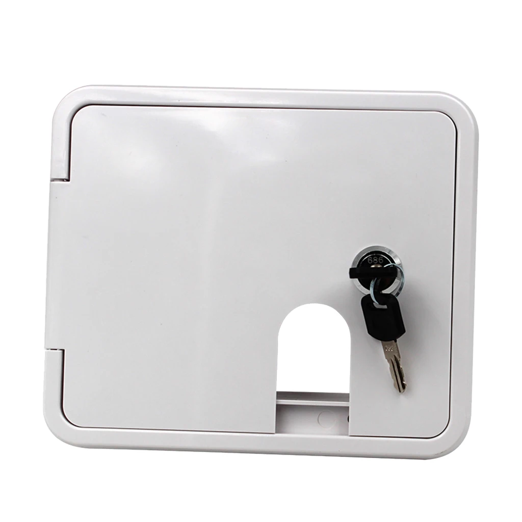 White Square Electric Cable Hatch Access Door for Marine Boat RV Camper, with 2 Keys
