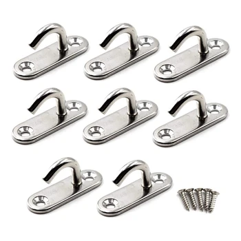

8 Pcs M5 Wall-Mounted Hook 304 Stainless Steel Pad Eye Plate Suitable for Yoga Swing Boat Sturdy Marine Deck Hardware