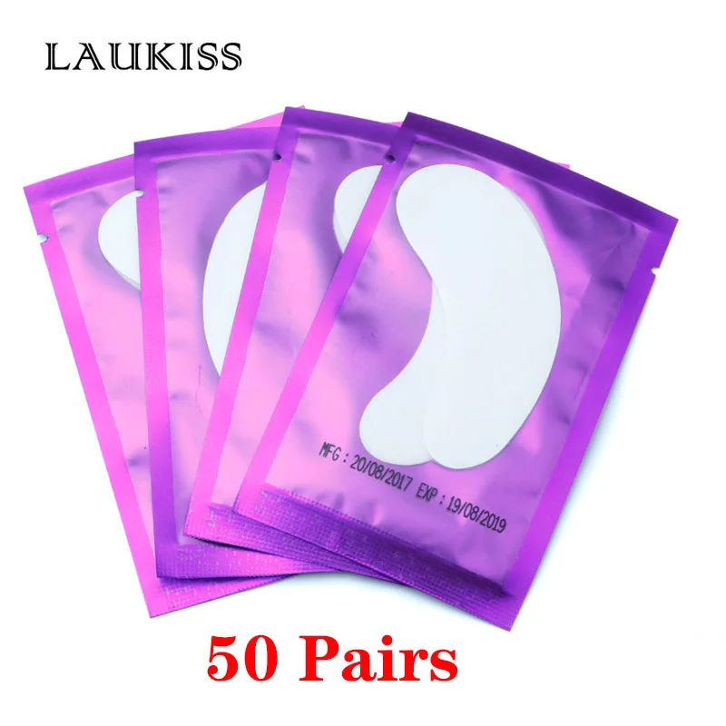 Накладки для наращивания ресниц Набор под глазная повязка фиолетовый набор для наращивания ресниц патчи для ресниц микрокисти инструменты для наращивания ресниц - Цвет: 50pairs Purple