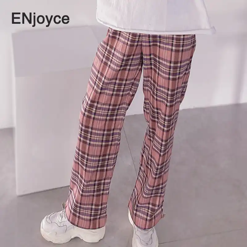Pink plaid trousers Clearance