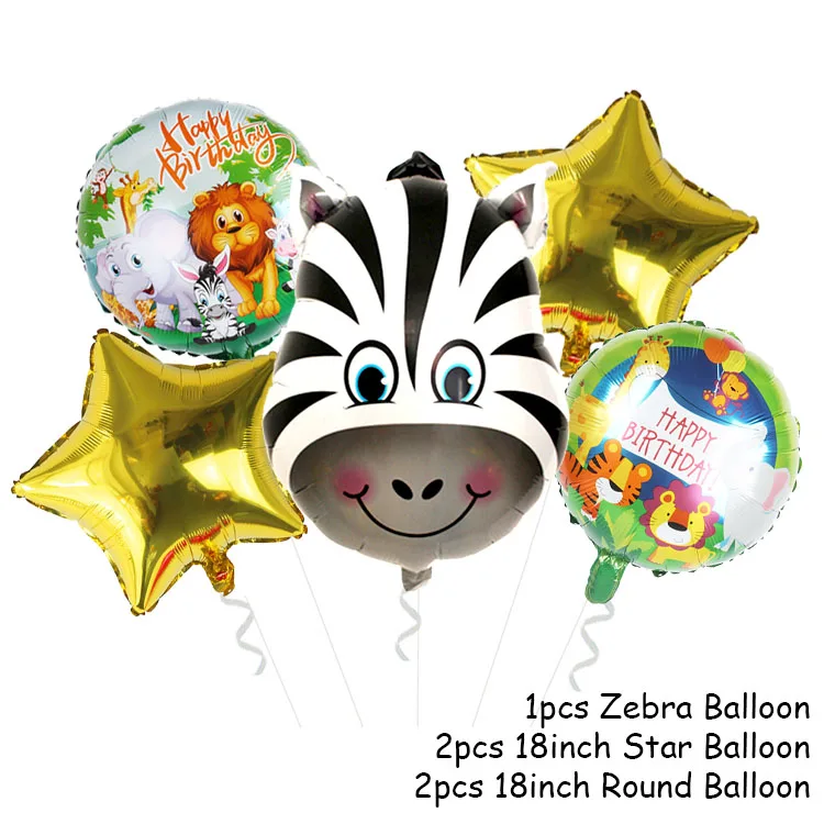 Zebra 5 шт джунгли воздушные шары из фольги в виде животного лев тигр обезьяна Зебра корова воздушные гелиевые шары Дети сафари День Рождения Вечеринка на тему зоопарка поставки - Цвет: Zebra