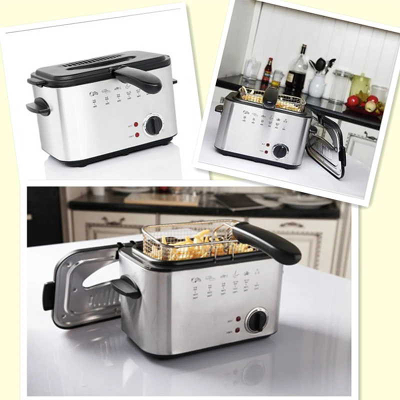 1.2L Electric Fryer Household Constant Temperature Mini Multi-Function Rectangular Chicken Wings Small Electric 5