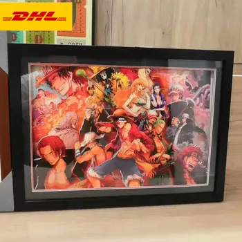 

13" Animation ONE PIECE An Evil Generation 3D Stereograph Picture Frame Decoration Paper Gallery Action Figure Toy BOX 32CM V524
