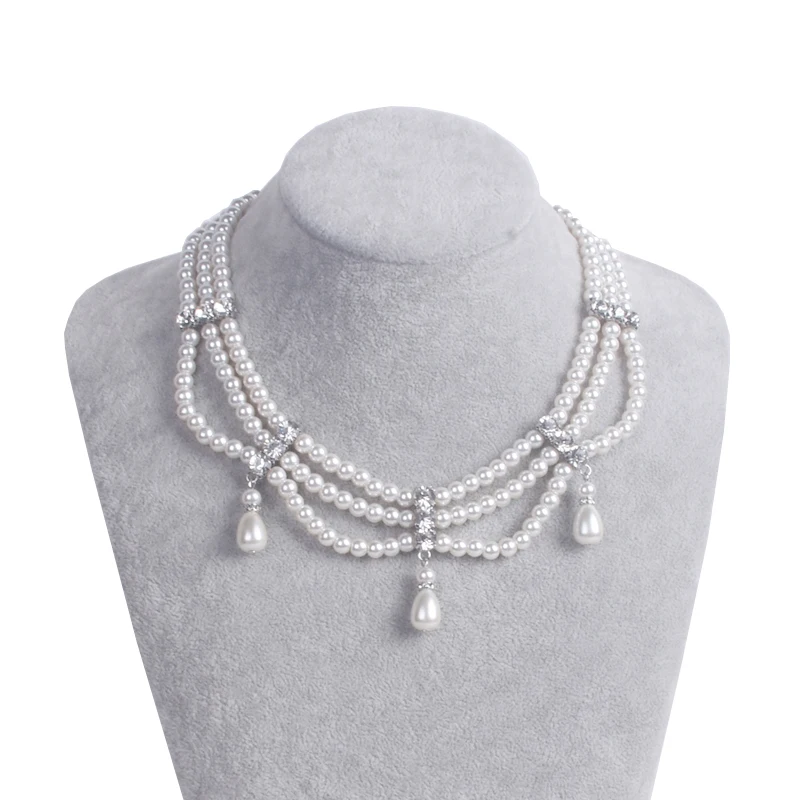 

HOWAWAY Round Imitation Pearl Choker Necklace Multi Strands Choker 20s Flapper Necklace crystal Accessories Themed Party