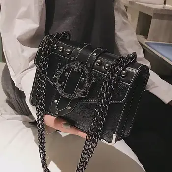 

Chain small bag women 2019 new wave retro rivet shoulder bag small square bag Korean version of the wild messenger bag