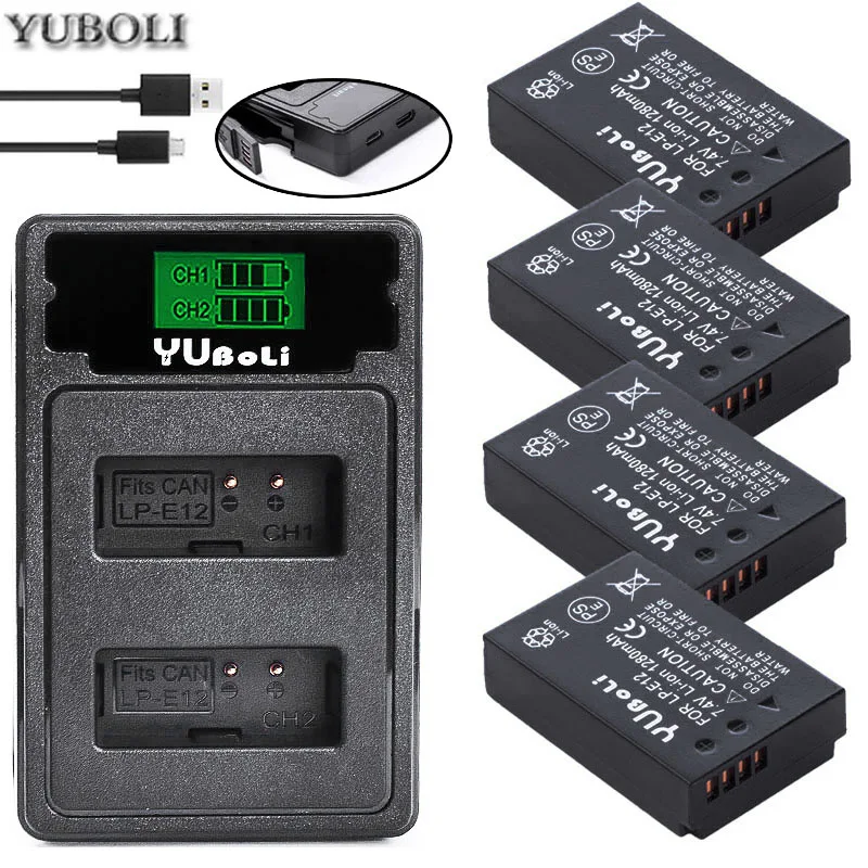 

LP-E12 LPE12 LP E12 Camera Battery Bateria Batterie AKKU +Type C LCD USB Charger For Canon M 100D Kiss X7 Rebel SL1 EOS M10 DSLR