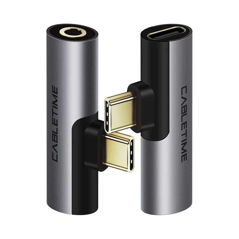 silver CABLETIME Тип usb C к аудио 3,5 мм адаптер для наушников аналогового сигнала для спортивной камеры Xiao mi huawei samsung Тип-C OTG USB-C OTG C01 - Цвет: silver