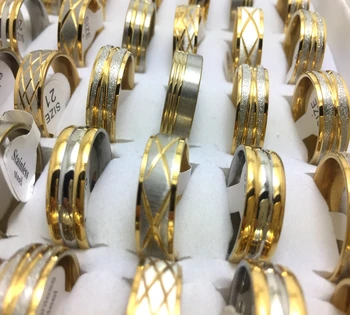 

30pcs Mix style Fashion Stainless steel Gold rings Party Rings Wedding Rings Christmas Gift party Favor SS316L