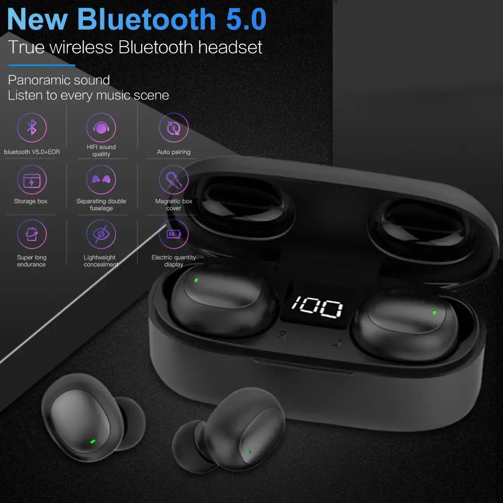 TWS Bluetooth 5,0 спортивные стерео бас наушники HiFi HD вызов мини наушники шумоподавление Беспроводная игровая гарнитура для Android IOS