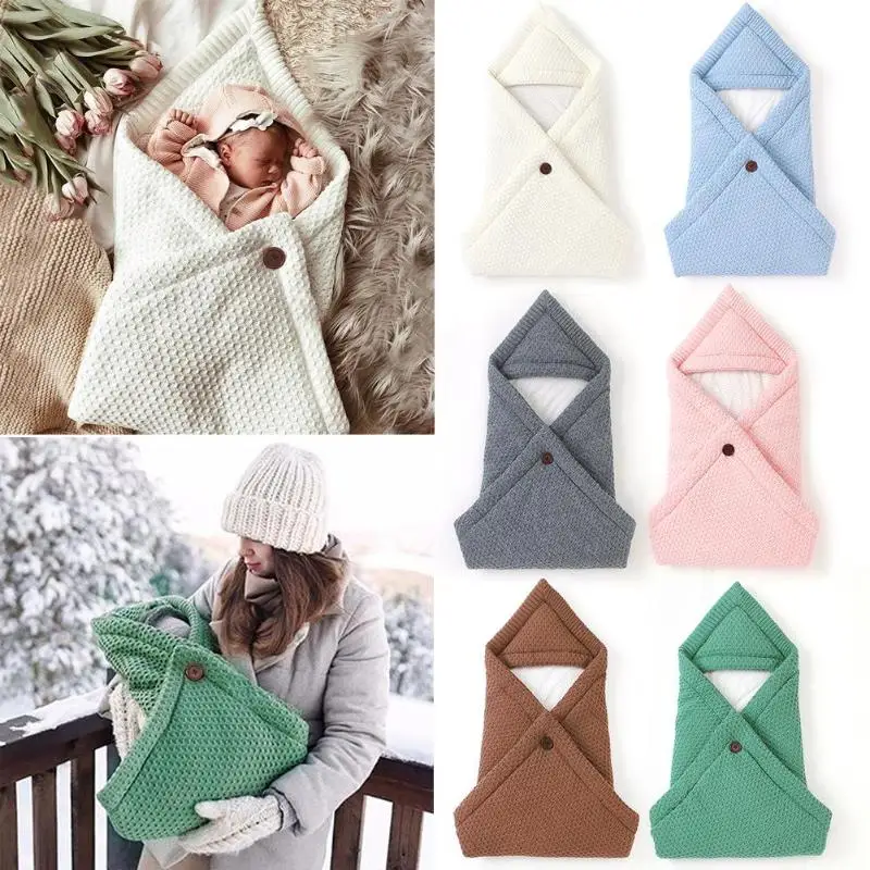 Зимние теплые детские спальные сумки леденцовых цветов вязаный кокон для новорожденных пеленка для новорожденных обертка супер мягкая Infantil Bebes En