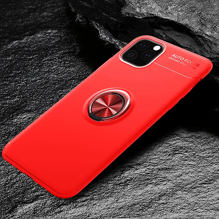 10 шт. противоударный Кронштейн кольцо чехол для iphone 11 XI X XR XS Max полный Чехол для iphone 7 8 6 PLus Мягкий силиконовый держатель чехол - Цвет: Red-Red ring
