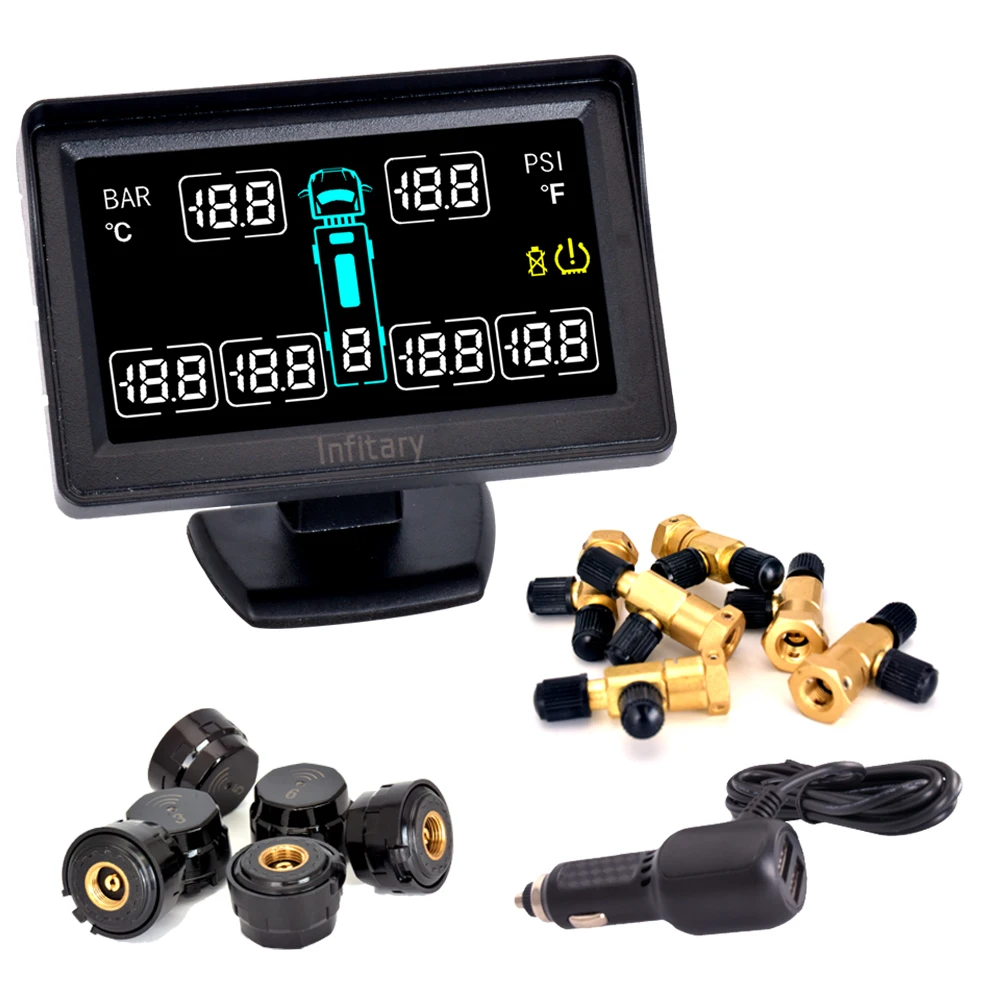 Автомобильная сигнализация TPMS для грузовика с 6 внешними сенсорами, поддержка 6 колес, давление в шинах, ЖК-монитор, система хорошего качества