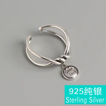 

Good luck han edition Korean sterling silver ring fashion tag line weaving goodluck female 925 silver ring