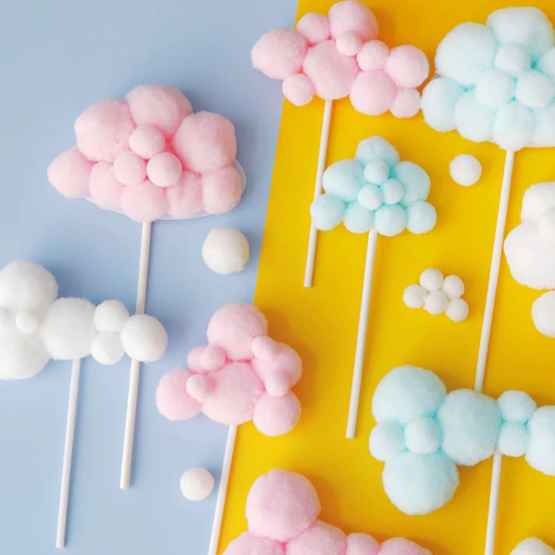 Cute Colorful Clouds Cake Topper For Party Kids Girl Baby Happy Birthday Moon Balloon Cake Decoration Birthday Gifts 1pc/10pc party decorations,birthday party supplies,cake topper,cake decorations,cake toppers