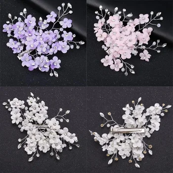 

Light Purple Lavender Pink White Blue Flower Bridal Hair Combs Headdress Prom Wedding Hair Accessories Hair Jewelry Hair Pins