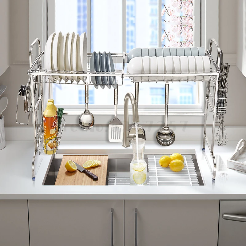 

Four Seasons Musong Stainless Steel Kitchen Dishes Tap Leach Rack Pool Dry Storage Shelf Shelf dish drainer dish drying rack