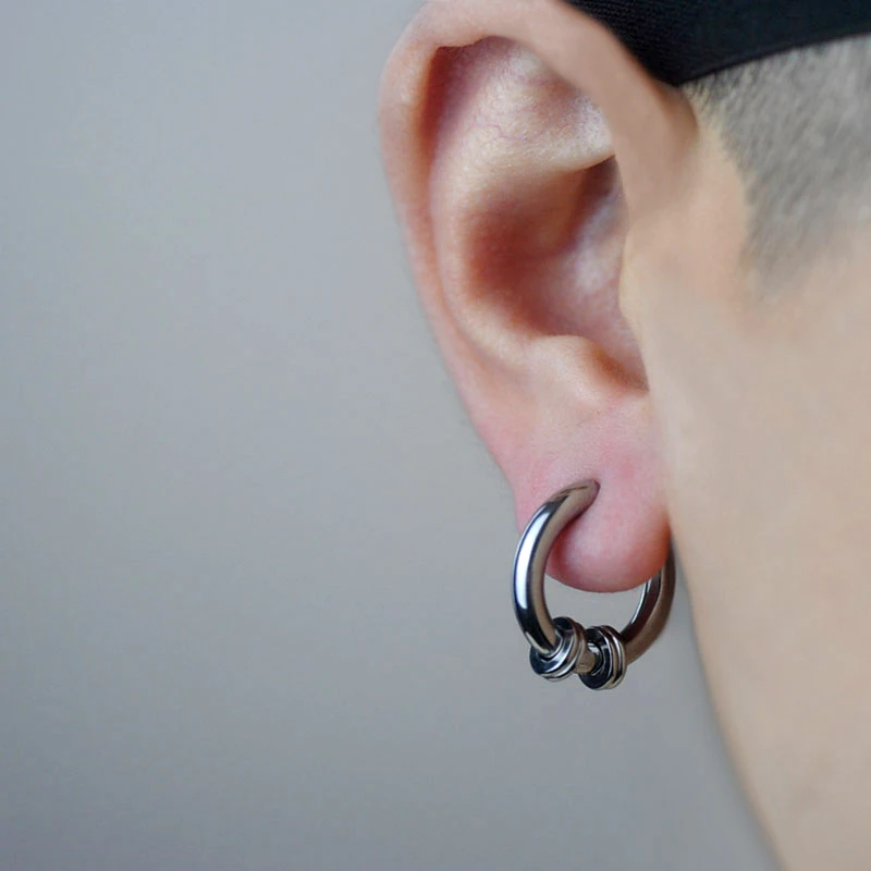 Fake Hoops Men's Stainless Steel Painless Clip on Ear Earrings for Teens Women Male Punk Cool Stuff Non Piercing Without Holes ear clip earrings clip earrings ear clip