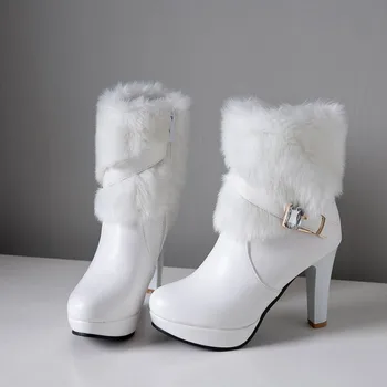 

Big Size 9 10 11 12 boots women shoes ankle boots for women ladies boots shoes woman winter Narrow heel round head side zipper