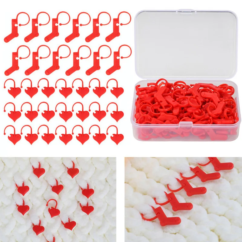 40/50Pcs Red Plastic Resin Small Clip Locking Stitch Markers Crochet Latch Knitting Tools Needle Hook Sewing Tool Accessory | Дом и сад