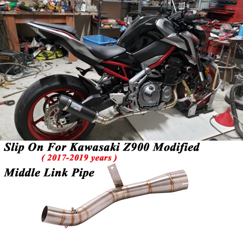 

Slip On For Kawasaki Z900 2017 - 2020 2019 Motorcycle Exhaust Escape Modified Middle Connection Link Pipe 51mm Without Muffler