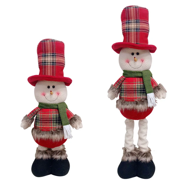 57cm Snowman Christmas Dolls Elk Snow Man Retractable Standing Toy Christmas Decoration for Home Party Birthday Kid Gift