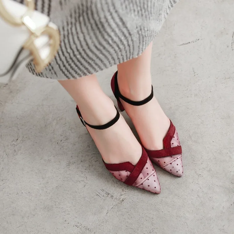 Туфли-лодочки женские на высоком каблуке дышащая сетчатая привлекательная обувь