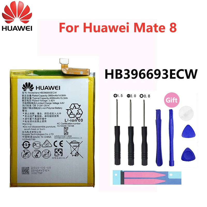100% Original Battery Hua wei HB396693ECW 4000mAh For Huawei Mate 8 NXT-AL10 NXT-TL00 NXT-CL00 NXT-DL00 Mate8 Batteria | Мобильные