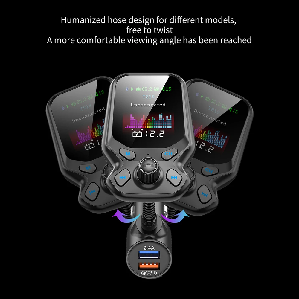 5V 3A Быстрая зарядка беспроводной Bluetooth fm-передатчик модулятор комплект Hands-Free автомобильный 1,77 дюймовый цветной экран MP3-плеер