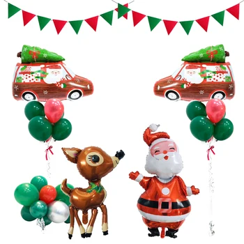 

Christmas Balloons Santa Claus Foil Balloons Party Decorations Flag Red Green Globos Set Snowman Unicorn Ballon Christmas Decor