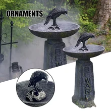 Creative Bird Bath Ornament Personalized Crow Skull Resin Crafts for Home Garden Courtyard Decoration De Jardin