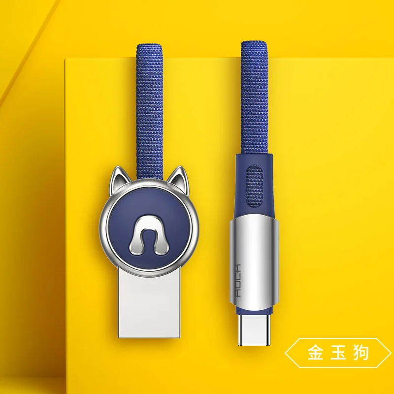 ROCK usb type-C кабель для samsung S9 S8 Китайский Зодиак type-C мобильный телефон зарядный провод USB C кабель для Xiaomi mi9 Redmi Note 7 - Цвет: Blue Dog