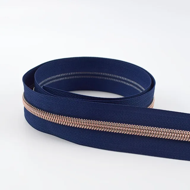 4M 5# Colored Cloth Rose Gold Teeth Plastic Coil Zippers Bag Nylon Crop Coded Zipper for Sewing DIY Zips Garment Accessories M388