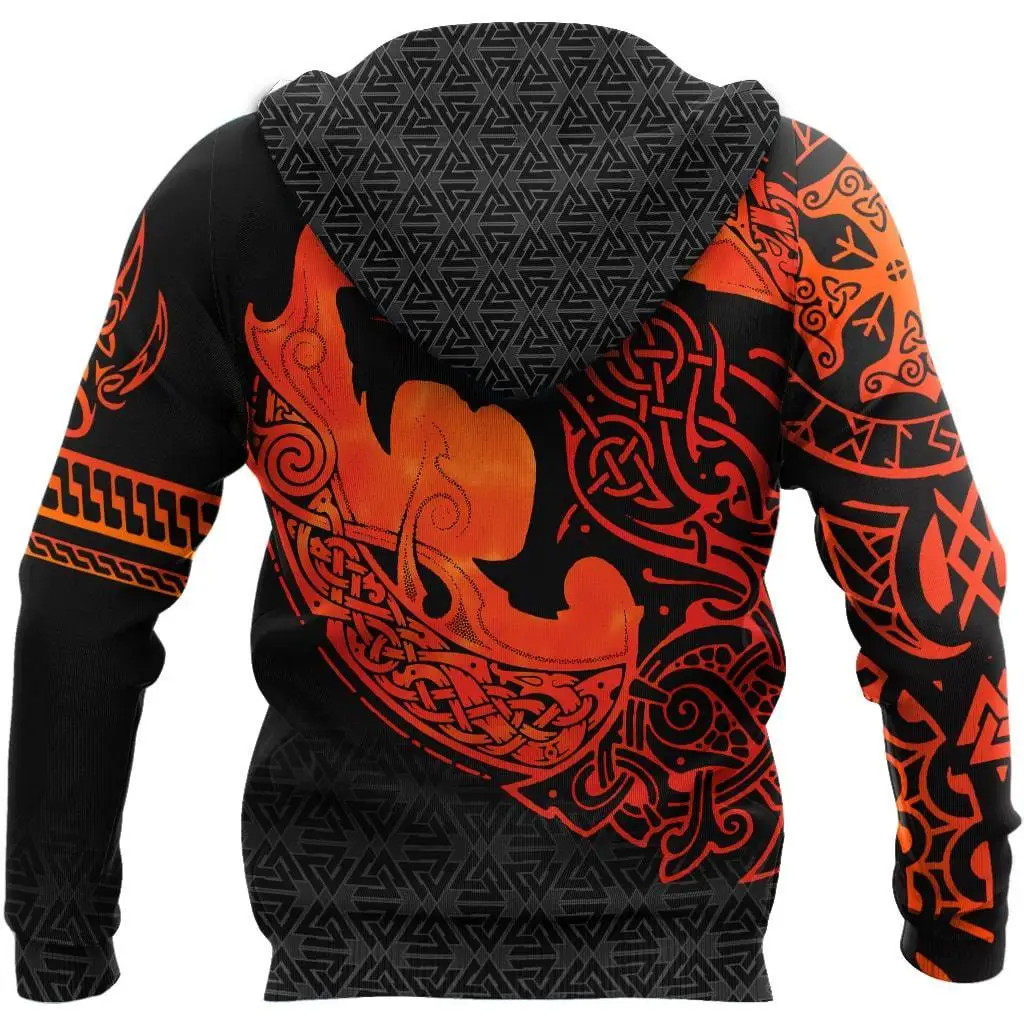 Fenrir Wolf And Moon Tattoo 3D Printed Mens autumn Hoodie Harajuku Unisex Casual Pullover Streetwear Jacket Tracksuits DK146