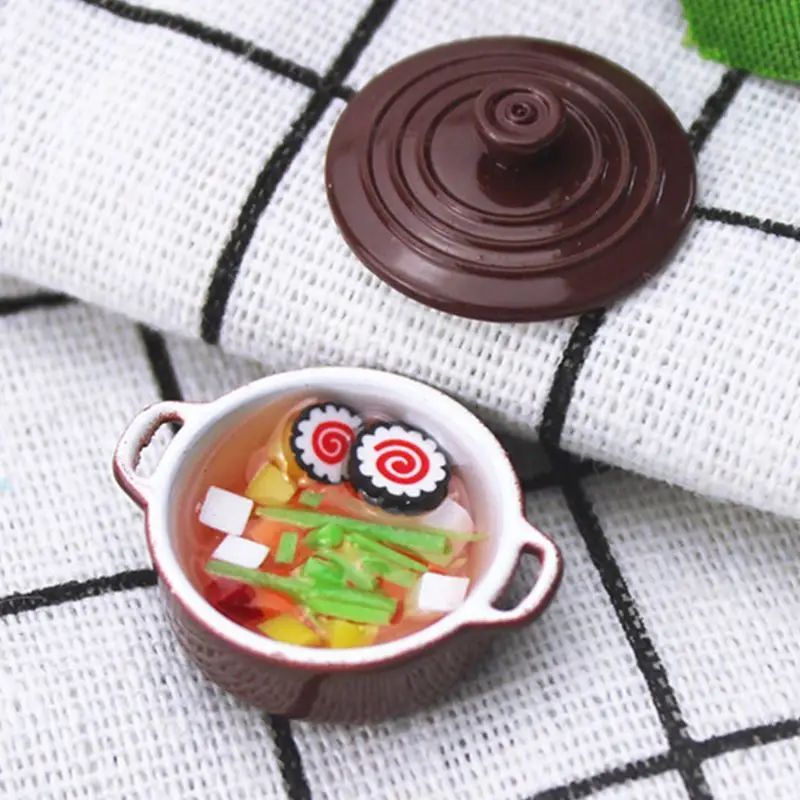 DIY Миниатюрная модель игрушки Моделирование мини цвет миска для супа Кукольный дом украшения E65D