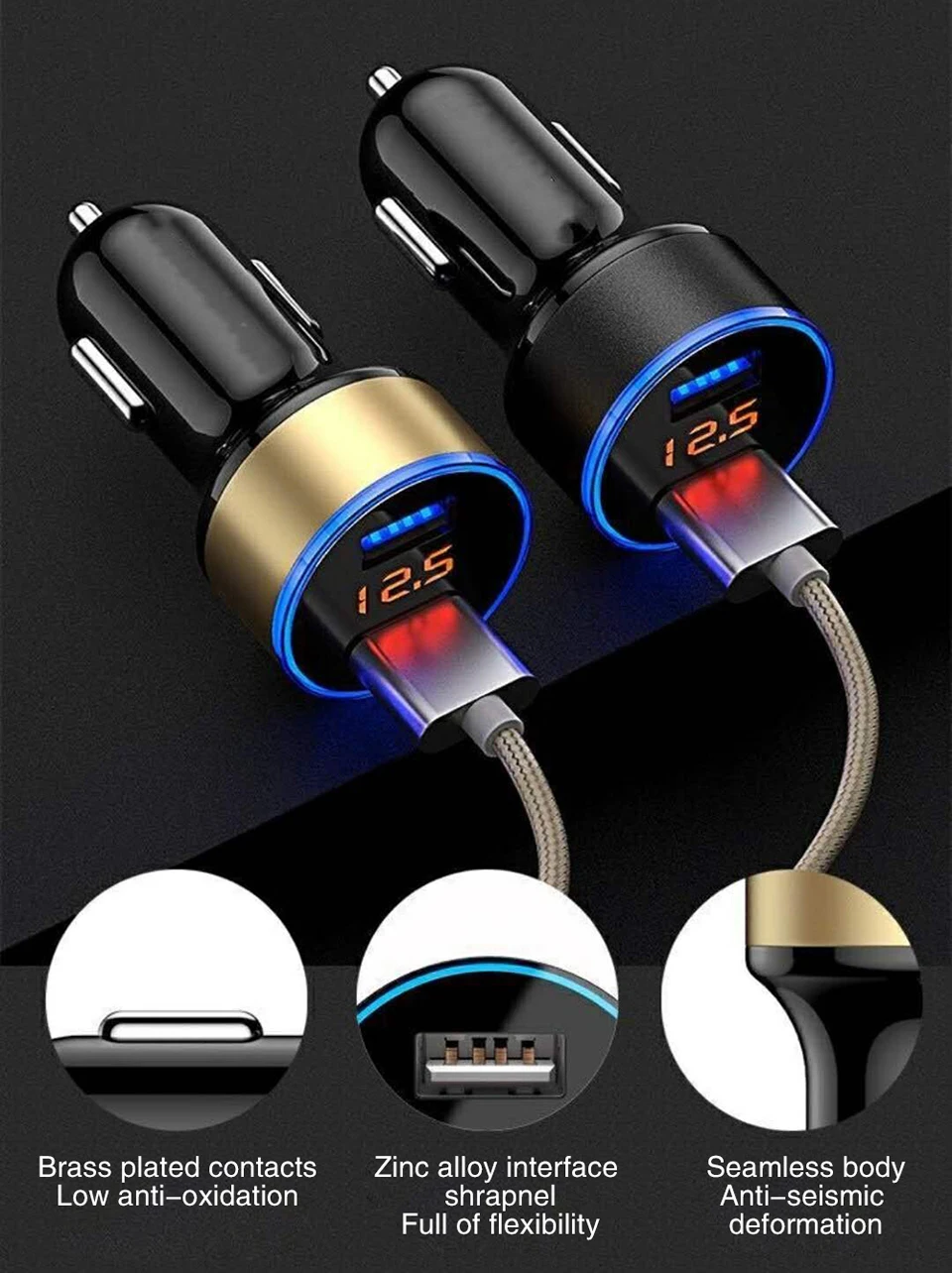 5V 3.1A автомобильное зарядное устройство Быстрая зарядка двойной USB подходит для всех мобильных телефонов и автомобилей адаптер питания для автотранспортного средства розетка телефон USB зарядное устройство