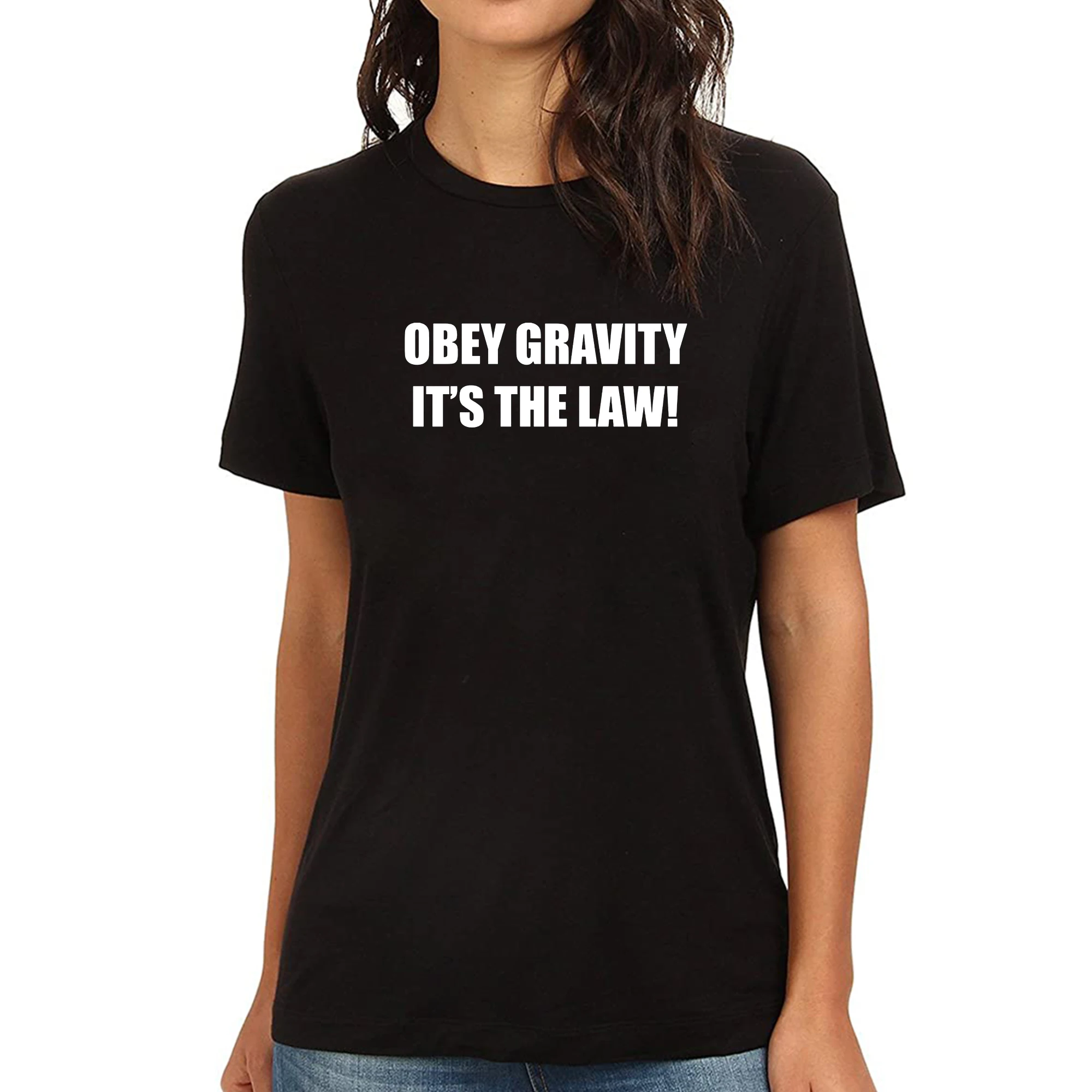 Lyprerazy женская футболка с забавным принтом и надписью Obey Gravity It's The Law | Женская