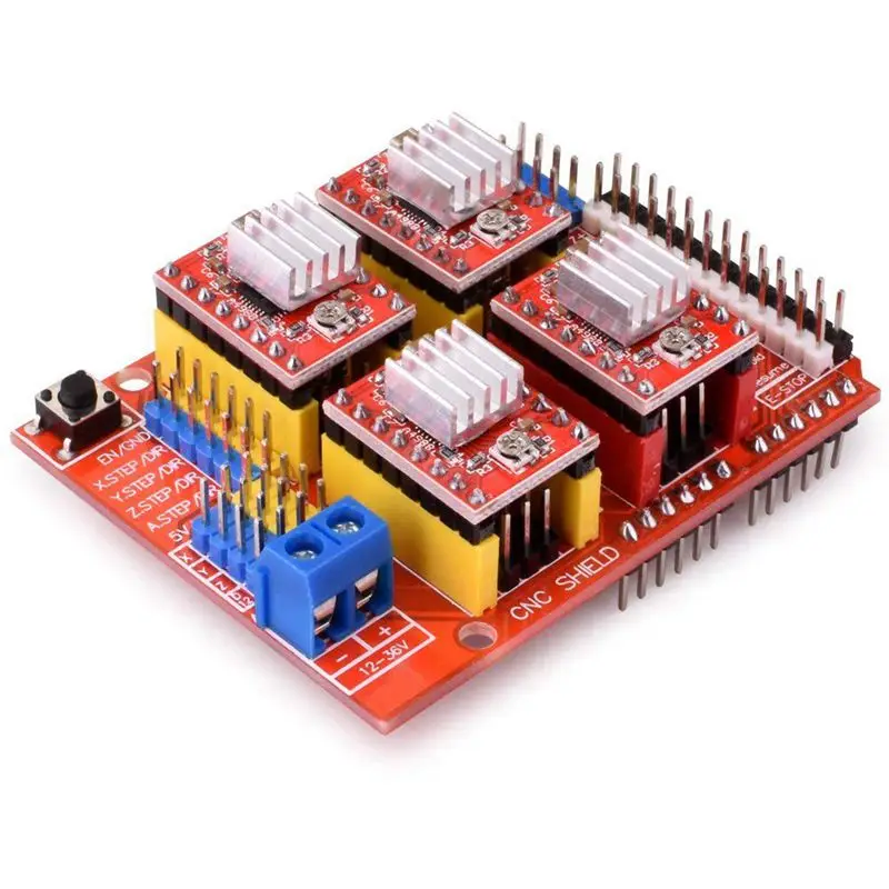 Щит с ЧПУ Плата расширения V3.0+ плата UNO R3+ Драйвер шагового двигателя A4988 с радиатором для Arduino наборы K75(щит с ЧПУ+ UNO R3