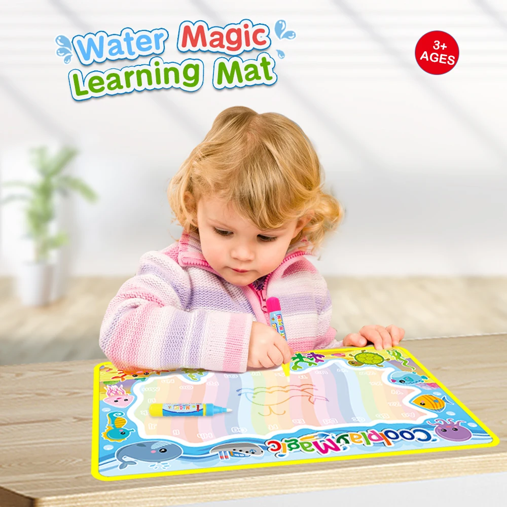 5 Types Rainbow Water Drawing Mat & 2 Pens Water Doodle Mat Coloring