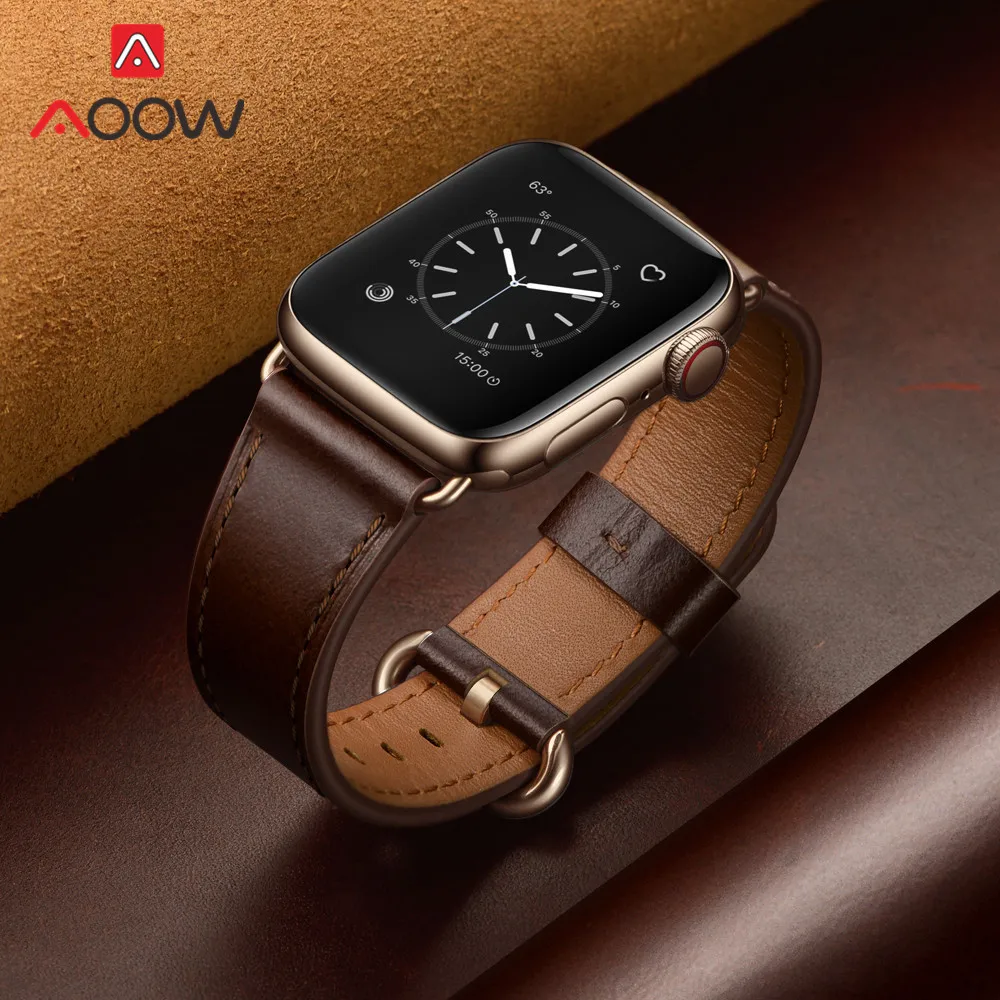 Ремешок для часов из натуральной кожи для Apple Watch 5, 4, 38 мм, 42 мм, 40 мм, 44 мм, роскошный мужской и женский браслет для iWatch 3, 2, 1