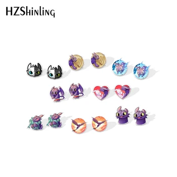 

2020 New Toothless Stud Earring Lovely Black White Dragon Acrylic Earring Handmade Earrings Resin Epoxy Jewelry