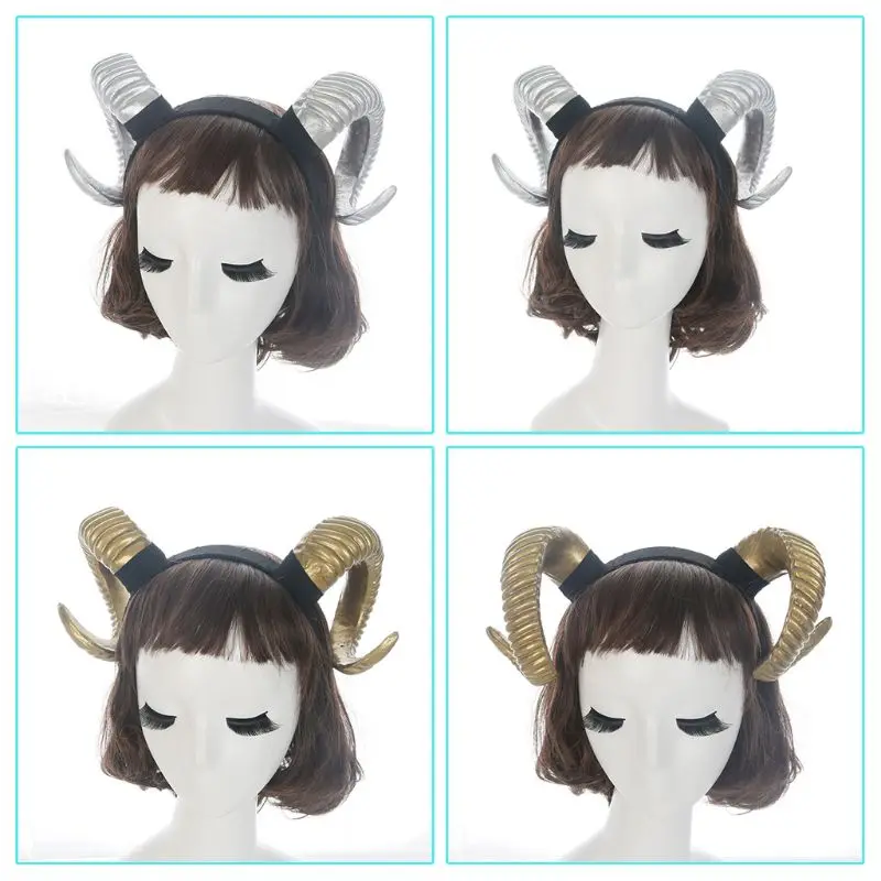 Готическая повязка на голову на Хэллоуин для женщин и девочек, Овечий рог, лес, животное, косплей костюм, обруч для волос, демон, злой пластик, реквизит для фото вечеринок