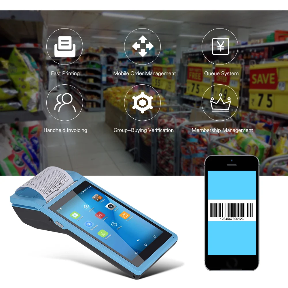 Все в одном портативный принтер PDA Smart pos-терминал беспроводные портативные принтеры Интеллектуальный платежный терминал функция только ЕС разъем